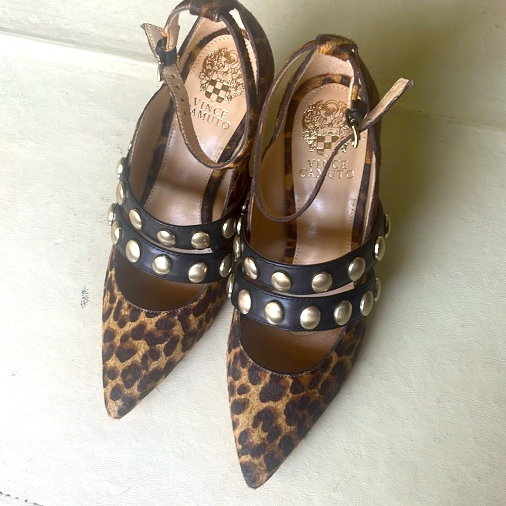 Leopard Print Studded Women's Shoes - Picture 2 of 12